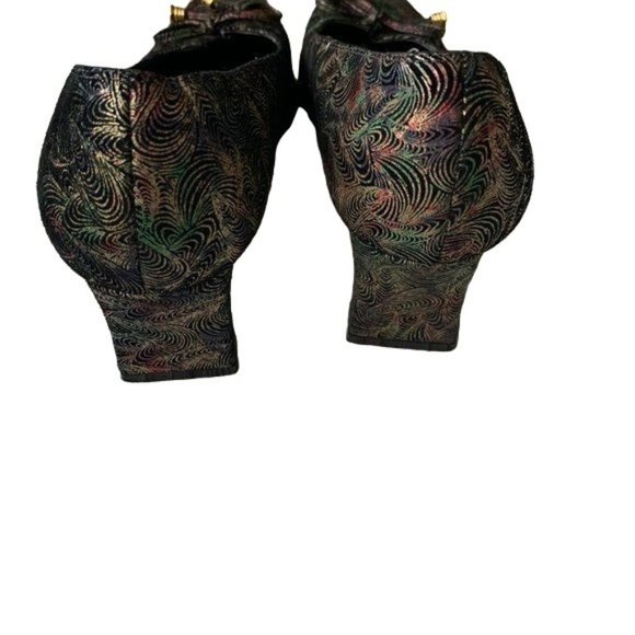 Vintage J.Renee' Leather Block Square Novelty Swirl Heels - Picture 2 of 10